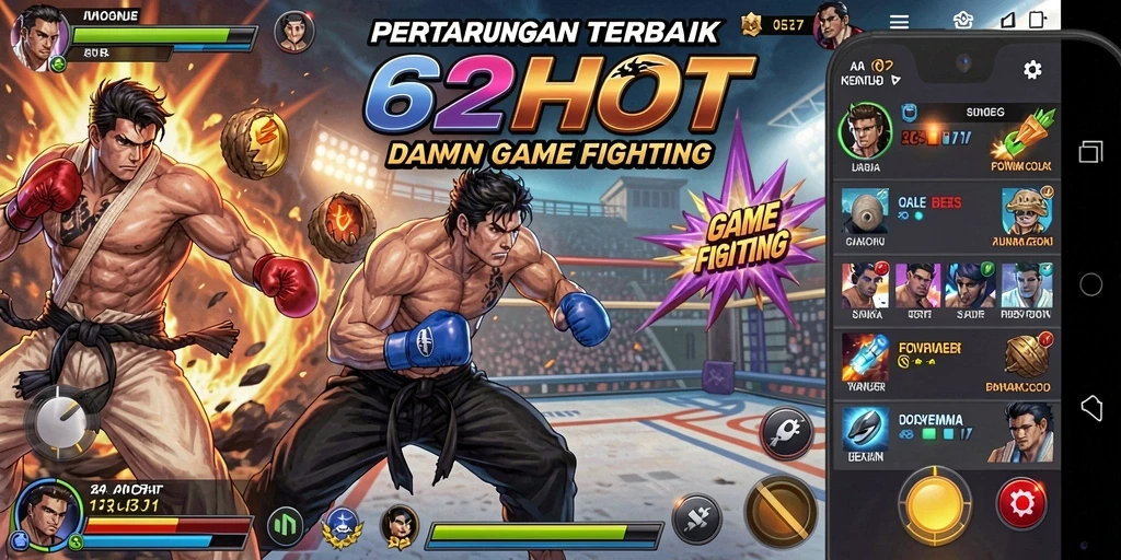 Screenshot gameplay 62HOT menampilkan pertarungan seru dan karakter dinamis.