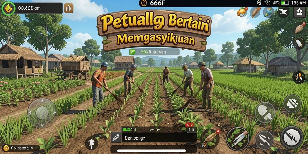 Tampilan gameplay <strong>666F</strong> yang memukau dengan aktivitas pertanian yang menyenangkan.