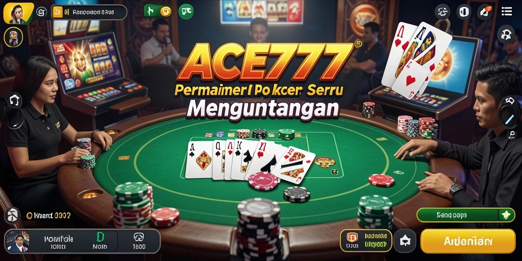 Tampilan gameplay Poker yang menegangkan dalam ACE777.