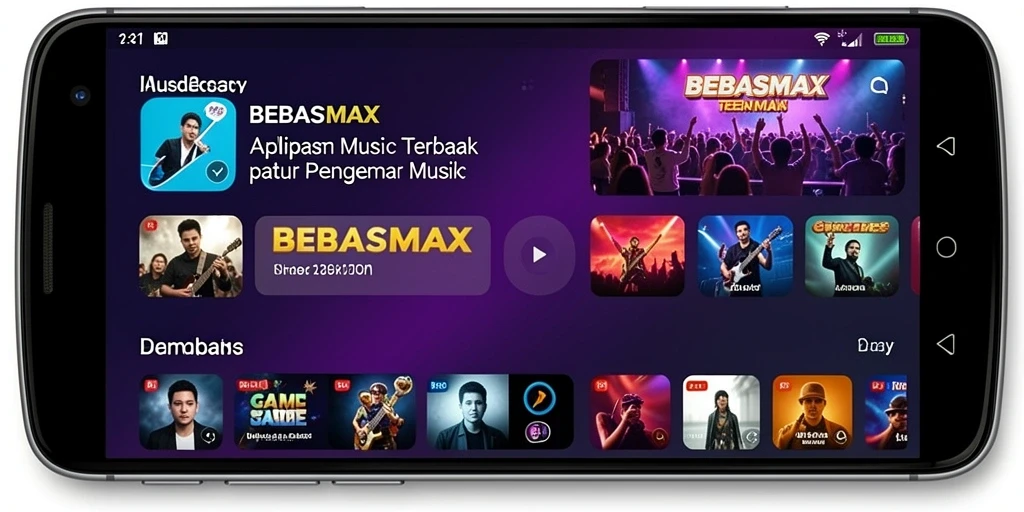 Screenshot gameplay BEBASMAX menampilkan antarmuka permainan musik yang interaktif.