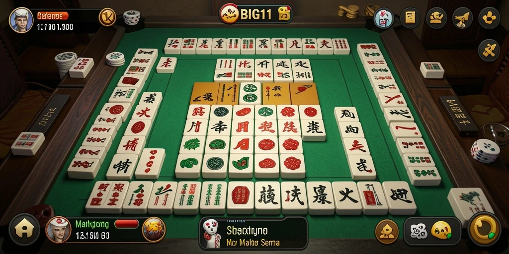 Tangkapan layar dari gameplay Mahjong yang menarik di BIG11.