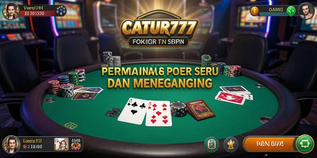 Gameplay seru di CATUR777 yang menampilkan pertandingan poker.