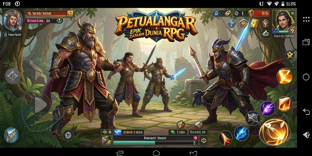 Tangkapan layar utama F08 menampilkan aksi pertarungan seru dalam dunia RPG.