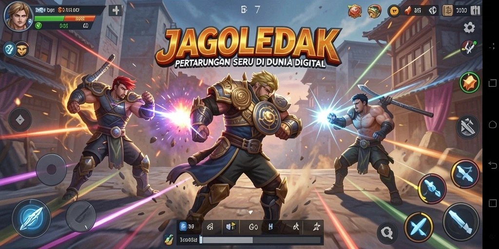 Tangkapan layar dari gameplay JAGOLEDAK menampilkan aksi pertarungan yang memukau.