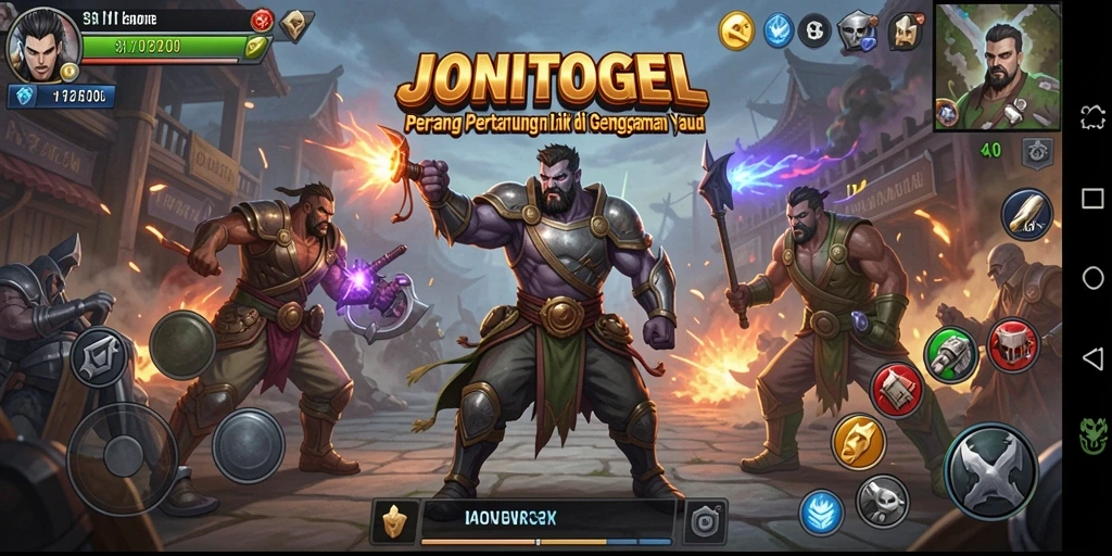Tampilan gameplay menegangkan di JONITOGEL dengan pertarungan yang seru.