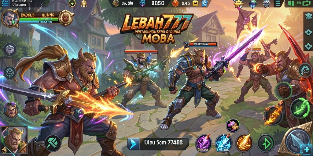 Screenshot gameplay LEBAH777 menampilkan aksi MOBA yang mendebarkan.