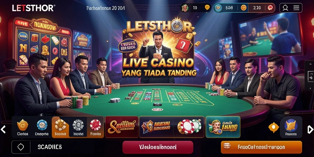 Screenshot menampilkan dealer langsung yang berinteraksi dengan pemain di LETSTHOR.
