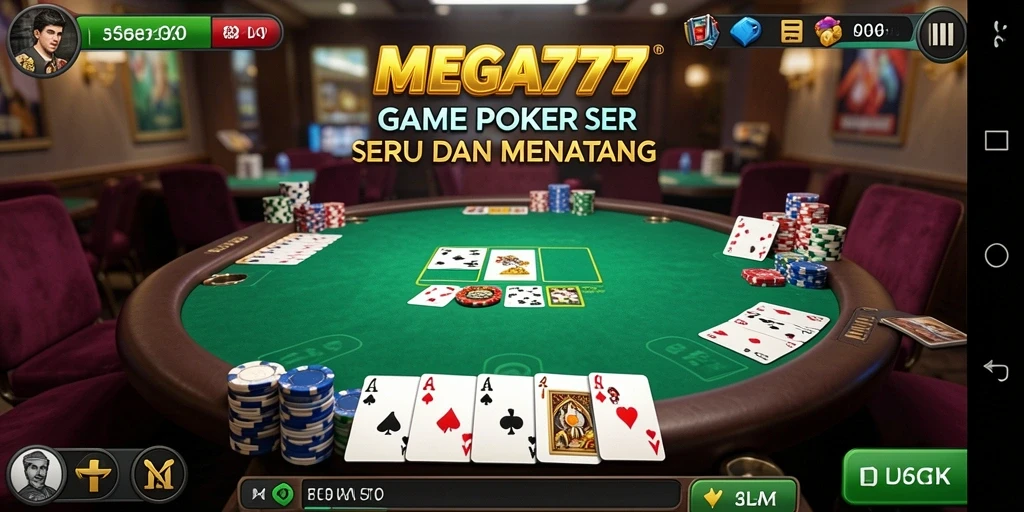 Screenshot gameplay MEGA777 menampilkan suasana kompetitif poker.