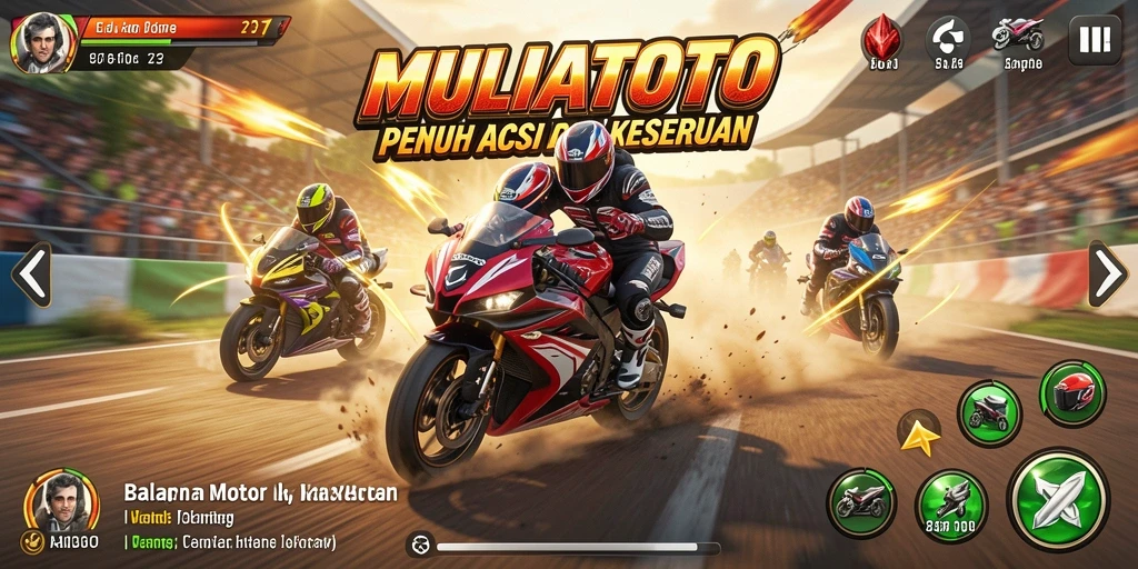 Gameplay seru di lintasan balapan motor MULIATOTO.