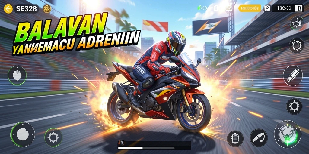 Gameplay seru di SE328 dengan balapan motor yang penuh aksi.