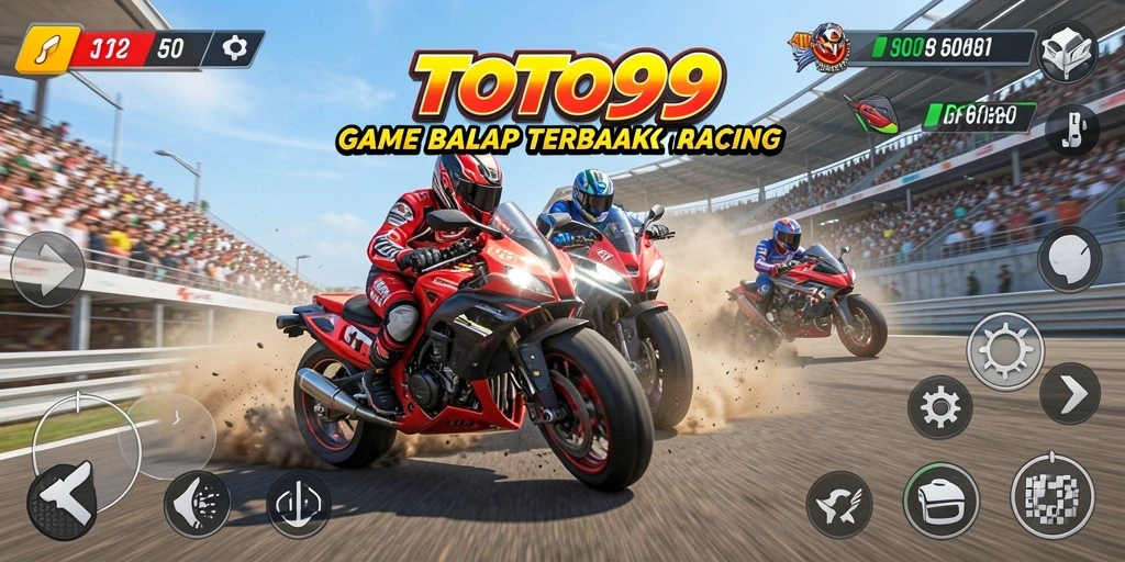 Tampilan gameplay TOTO99 dengan mobil balap yang cepat di trek menantang.