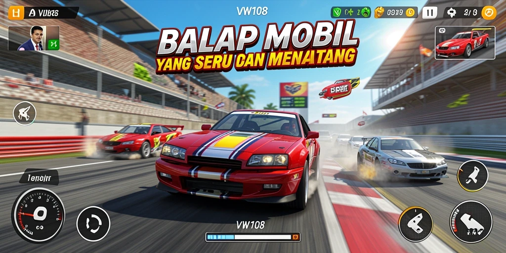 Tampilan gameplay balapan menegangkan di VW108.